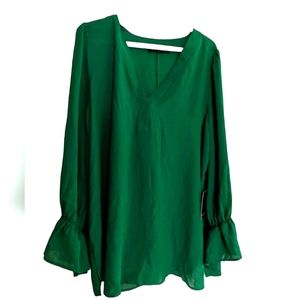Eloquii green blouse with V neck 16 plus size